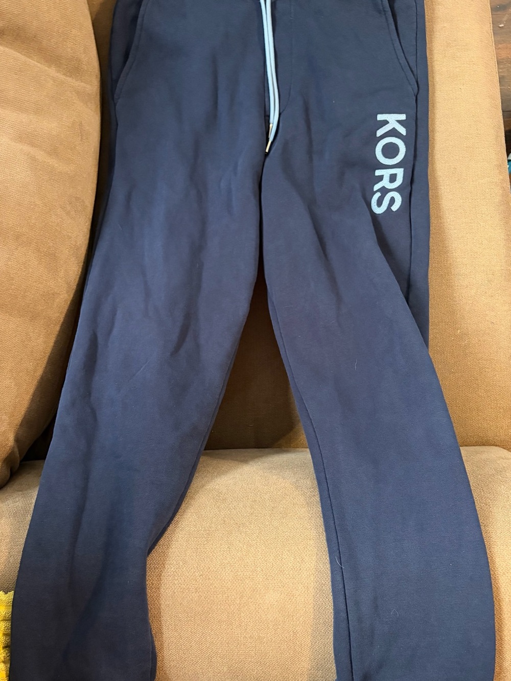Michael Kors Navy Jogger Pants with Light Blue Logo